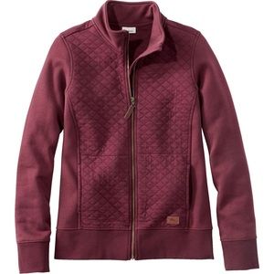 LL Bean Quilted Sweatshirt Womens S Small Full Zip Sweater Purple Long Sleeve